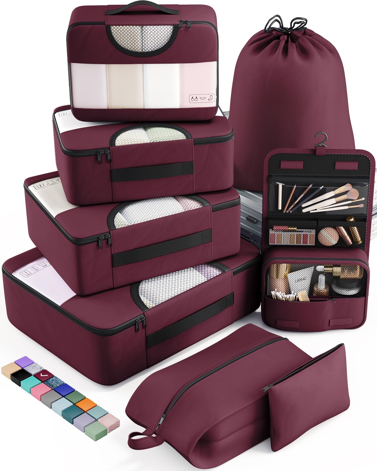 Veken Travel Cubes - 8 Piece Set - Luggage Travel Bags by Handbags Specialist Headquarter | Available at Handbags Specialist Headquarter