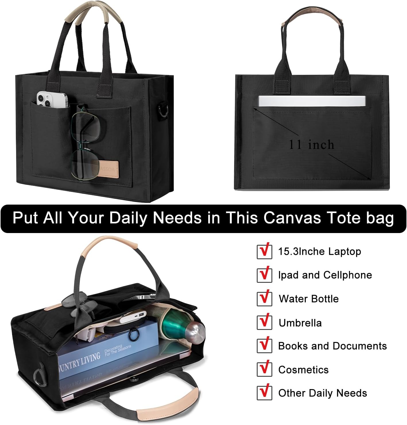 ChicCanvas Tote: Stylish Crossbody with Pockets - Totes by Handbags Specialist Headquarter | Available at Handbags Specialist Headquarter