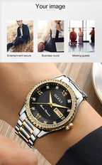 OLEVS Luxe: Men's Golden Dial Quartz Business Watch