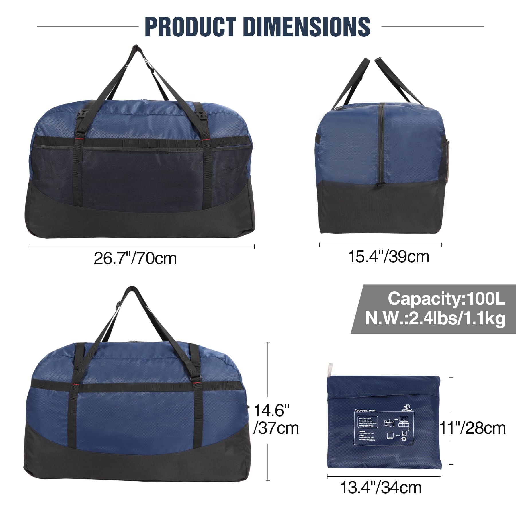 REDCAMP Foldable Waterproof Travel Sports Bag