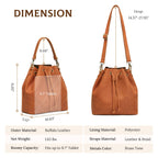 S-ZONE Luxe Leather Drawstring Bucket Bag -  by Handbags Specialist Headquarter | Available at Handbags Specialist Headquarter