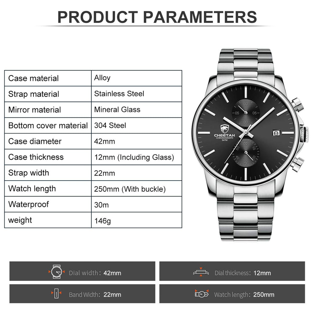 Golden Hour Elite Chrono Steel Men’s Quartz Watch