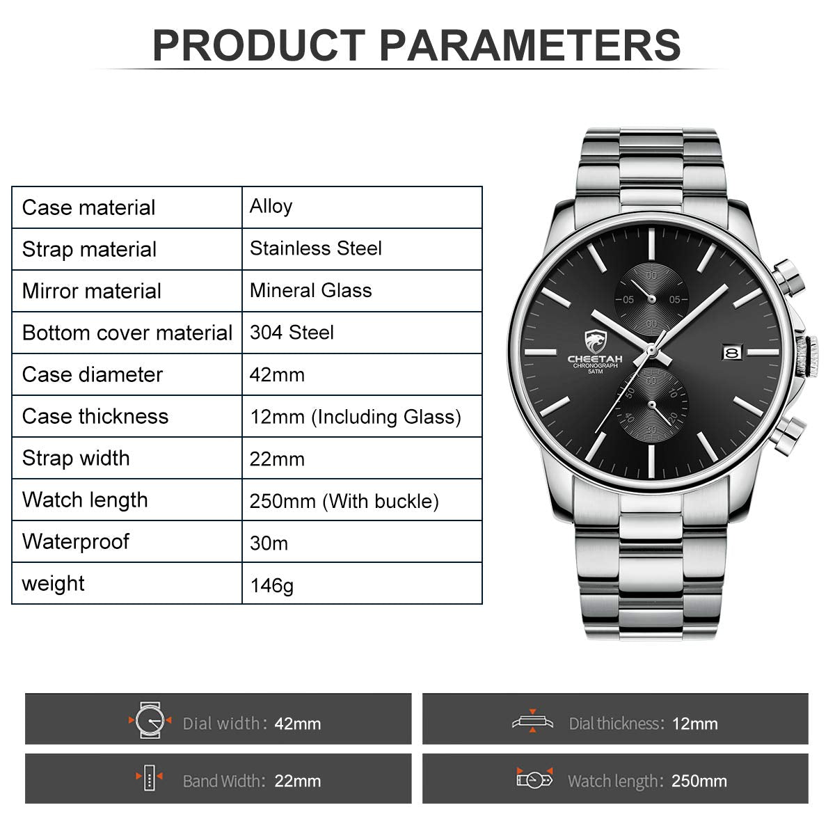 Golden Hour Elite Chrono Steel Men’s Quartz Watch