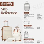 Coolife 3-Piece Hardside Luggage Set - Apricot White