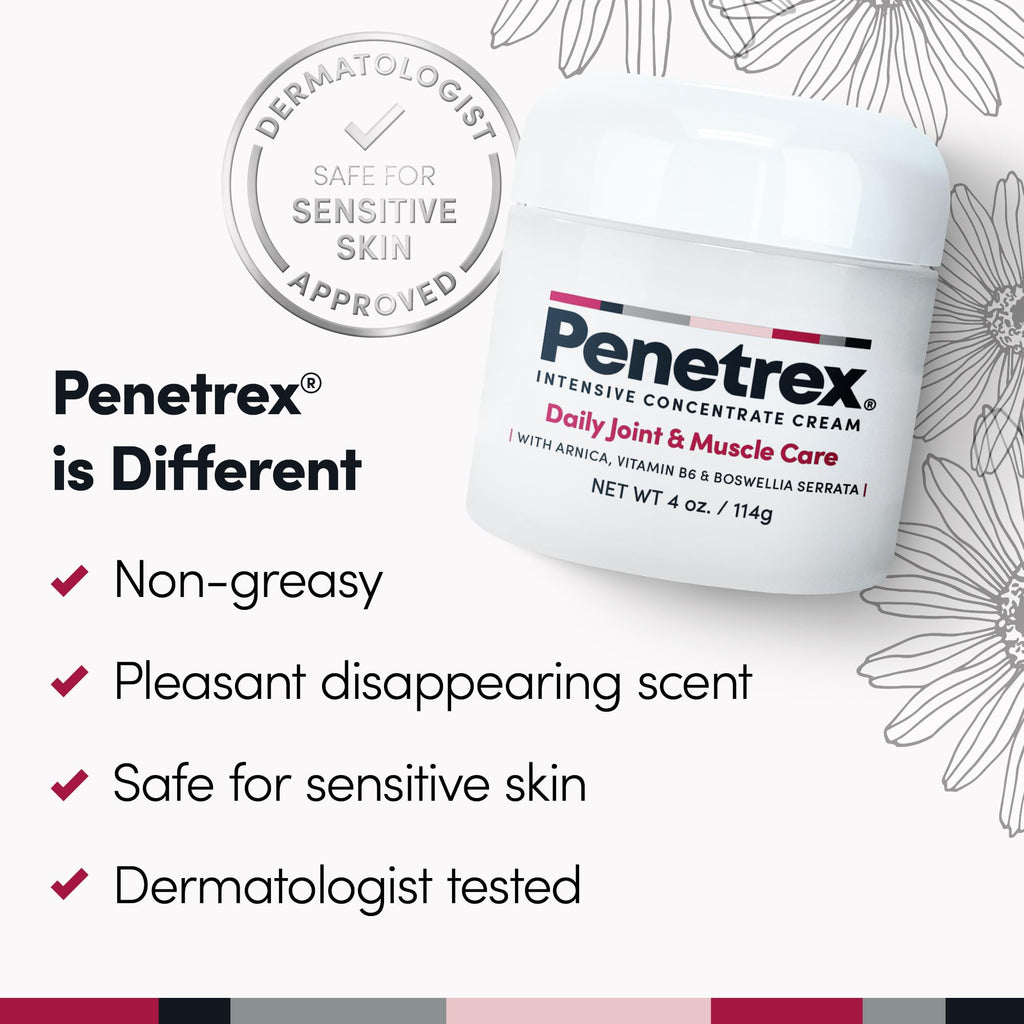 Penetrex cream jars 2oz and 4oz with dermatologist-tested label and floral background. - Penetrex Cream Duo Pack - 2oz & 4oz Jars - 4 Ounce (Pack of 1) - Handbags Specialist Headquarter
