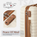 Coolife 3-Piece Hardside Luggage Set - Apricot White