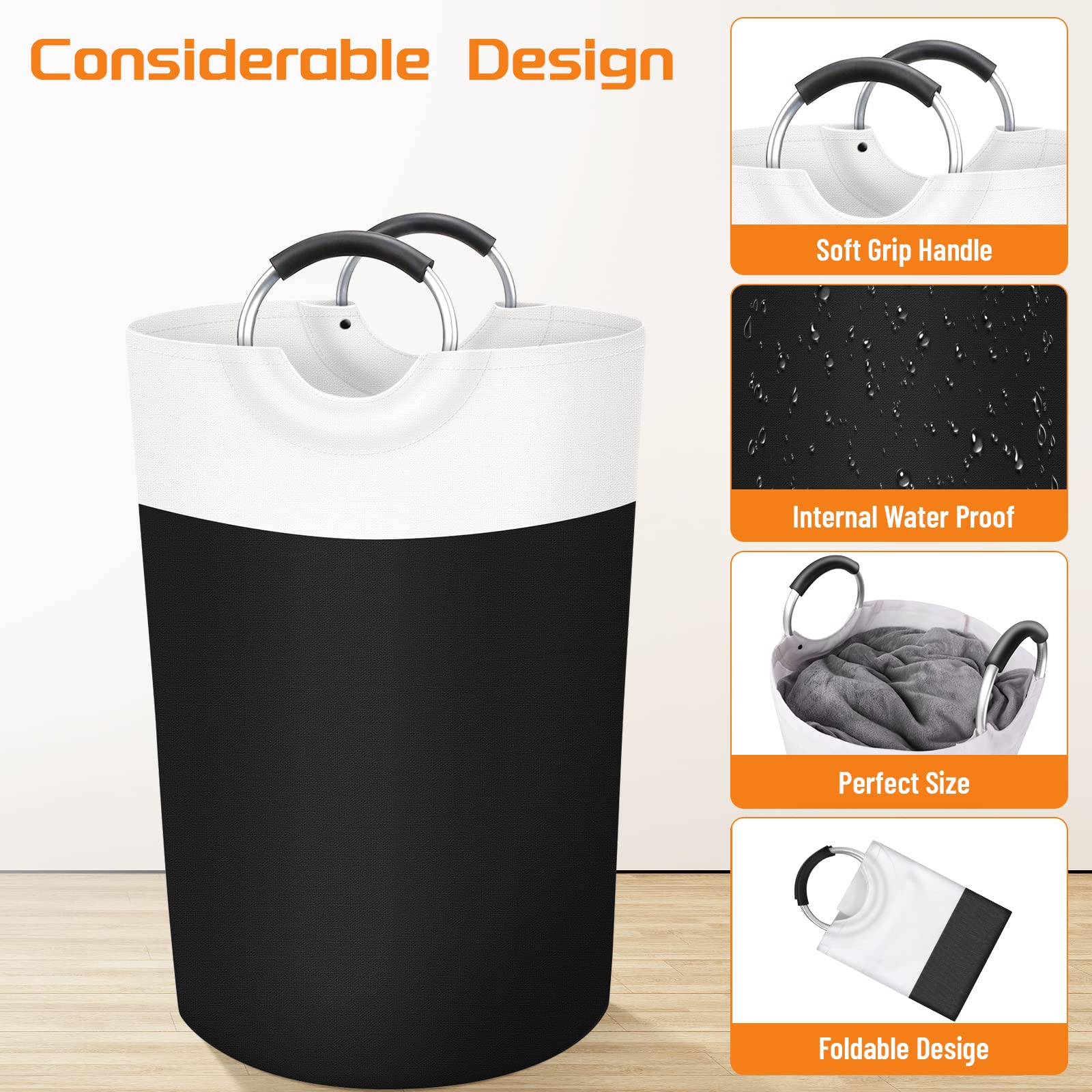 BlissTotes 90L Collapsible Laundry Hamper - Black - Laundry Baskets by Handbags Specialist Headquarter | Available at Handbags Specialist Headquarter