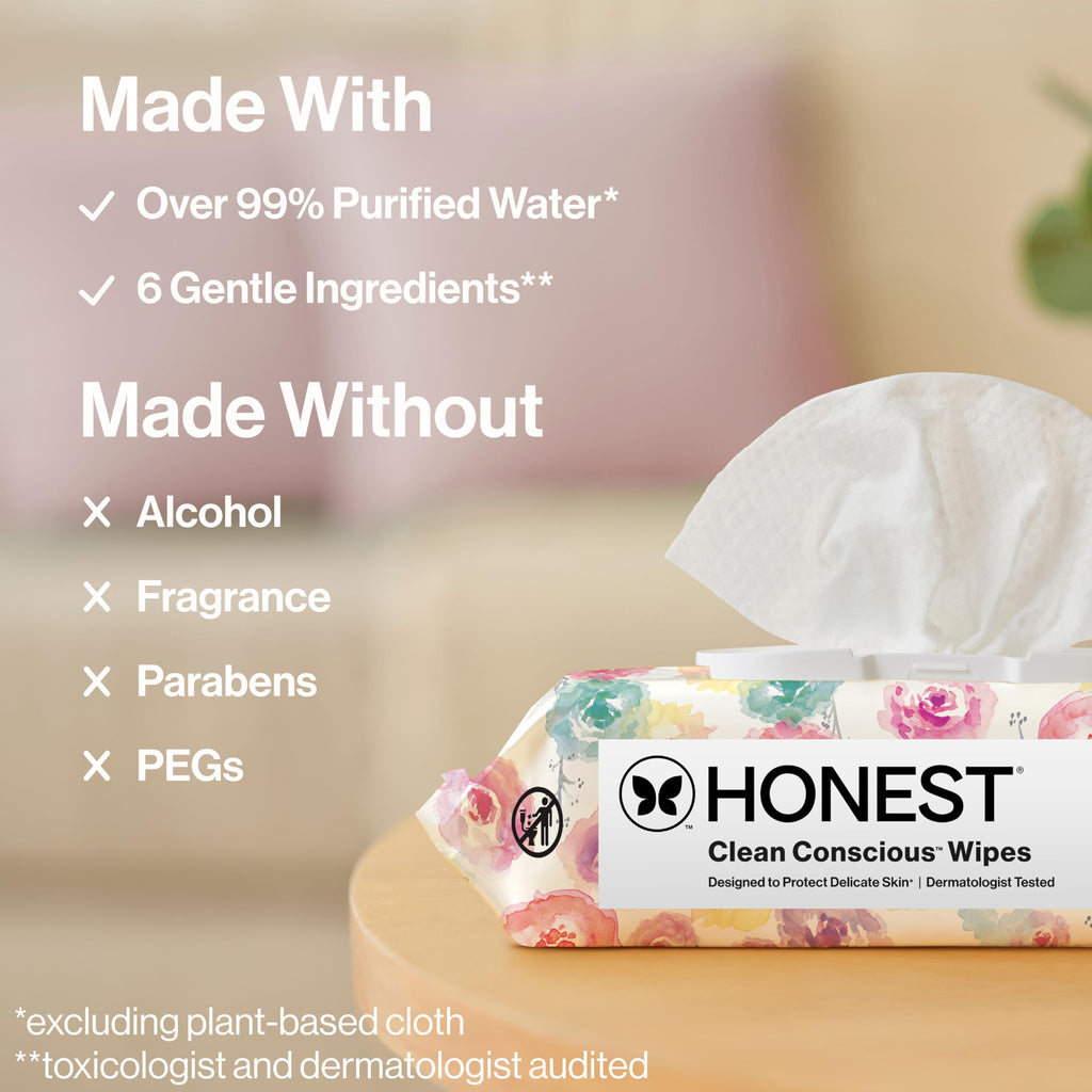 The Honest Company Hypoallergenic Multi-Use Baby Wipes for Sensitive Baby Skin, Pattern Play, 10 Count