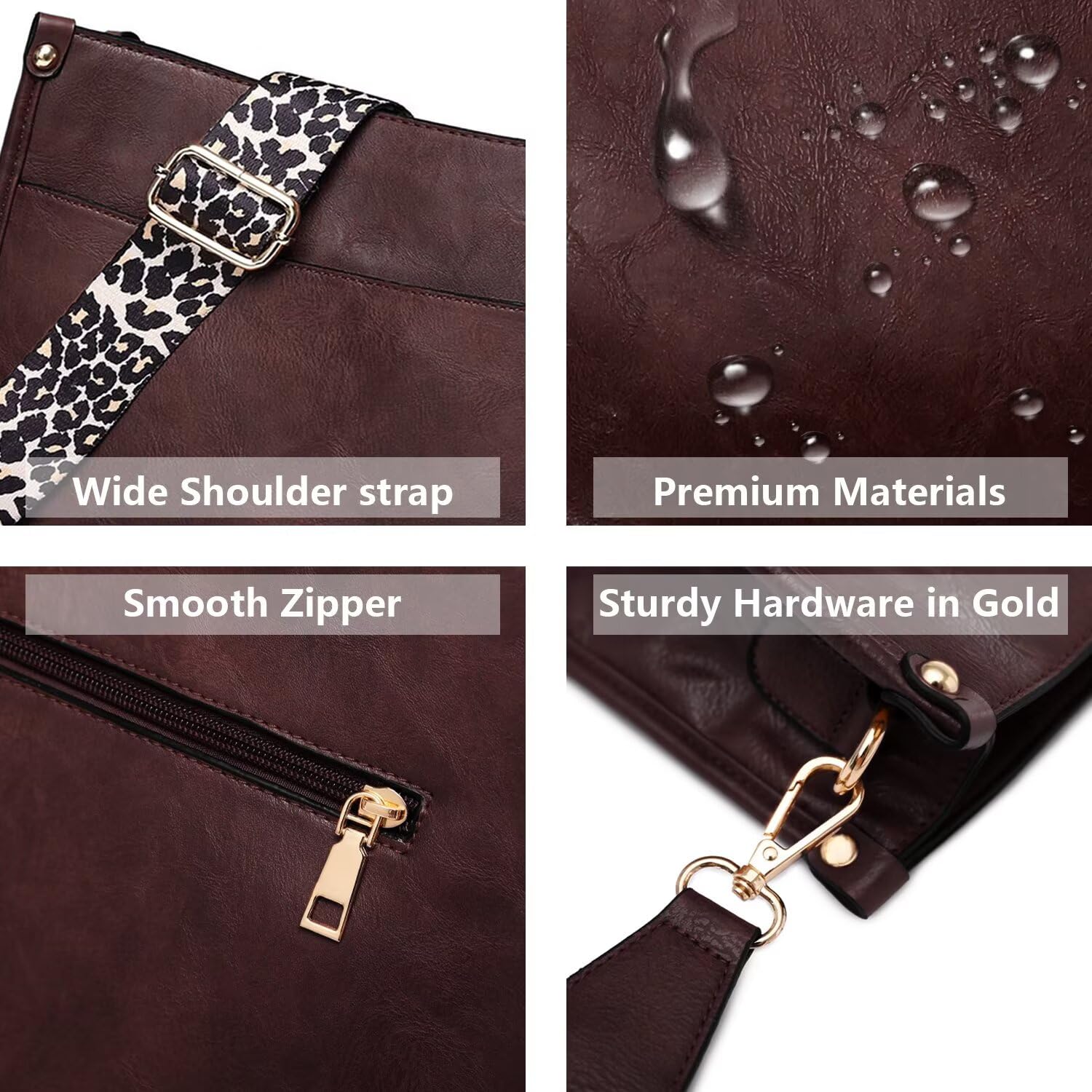 AUYOCO Chic Vegan Leather Crossbody Bag with Strap -  by Handbags Specialist Headquarter | Available at Handbags Specialist Headquarter