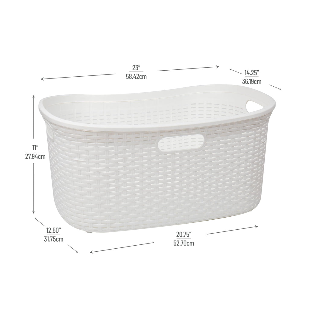 Ivory Wicker Mind Reader 40L Laundry Basket - Laundry Baskets by Handbags Specialist Headquarter | Available at Handbags Specialist Headquarter