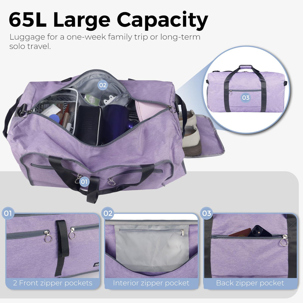 VoyageMax 65L Foldable Duffel - Water-Repellent