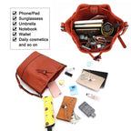 AFKOMST Chic Leather Bucket & Crossbody Bag Set -  by Handbags Specialist Headquarter | Available at Handbags Specialist Headquarter