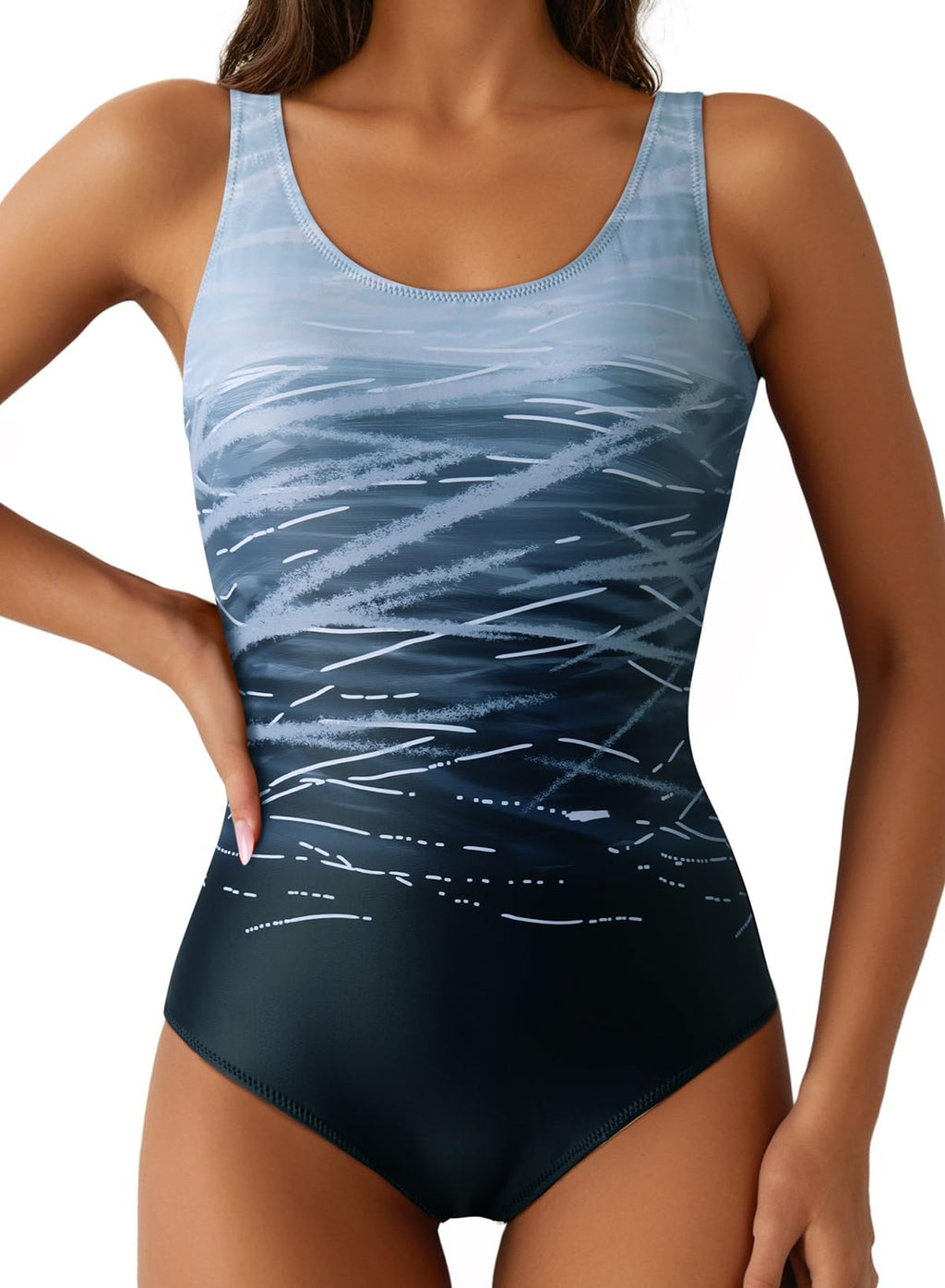 Aleumdr Womens Color Block One Piece Swimsuit