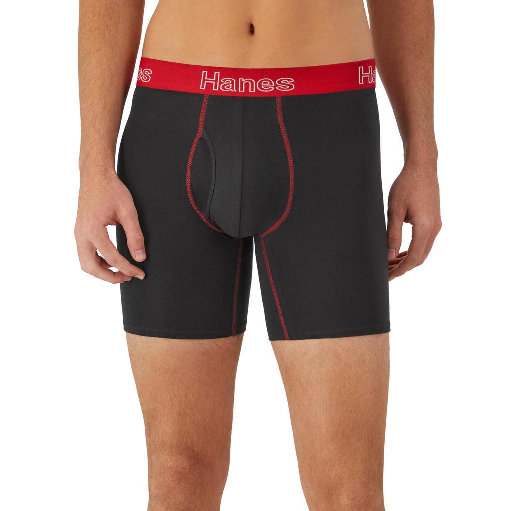 Hanes Men's Stretch Cotton Boxer Briefs, 6-Pack