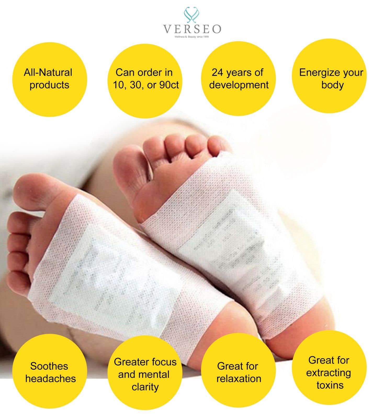 Verseo Energizing Tourmaline Foot Pads (30 Pack) - Health Care by Handbags Specialist Headquarter | Available at Handbags Specialist Headquarter