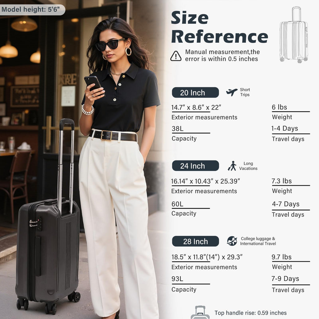 Coolife Expandable Spinner Luggage Set - 3 Piece - Luggage Travel Bags by Handbags Specialist Headquarter | Available at Handbags Specialist Headquarter