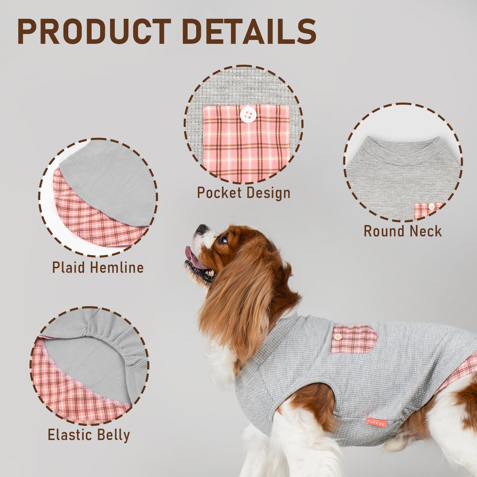 PlaidPup Waffle Vest: Soft, Stretchy, & Cute! - Pet Supplies by Handbags Specialist Headquarter | Available at Handbags Specialist Headquarter
