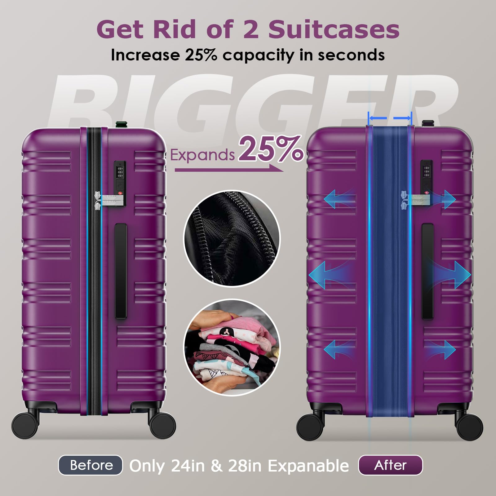 BEOW Spinner Luggage Set - Luggage Travel Bags by Handbags Specialist Headquarter | Available at Handbags Specialist Headquarter