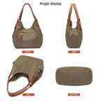 Worldlyda Women Canvas Embroidered Hobo Tote Bag