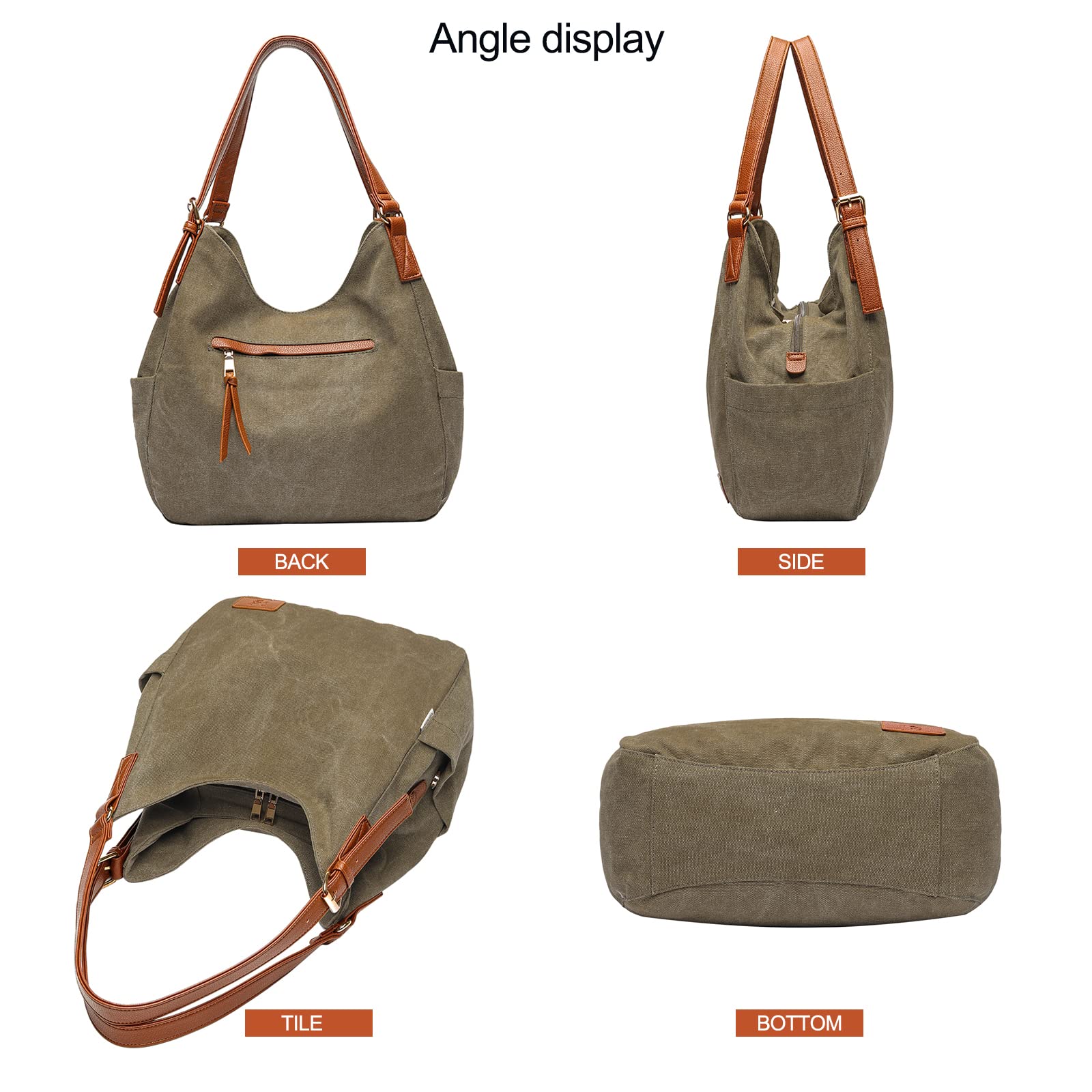 Worldlyda Women Canvas Embroidered Hobo Tote Bag