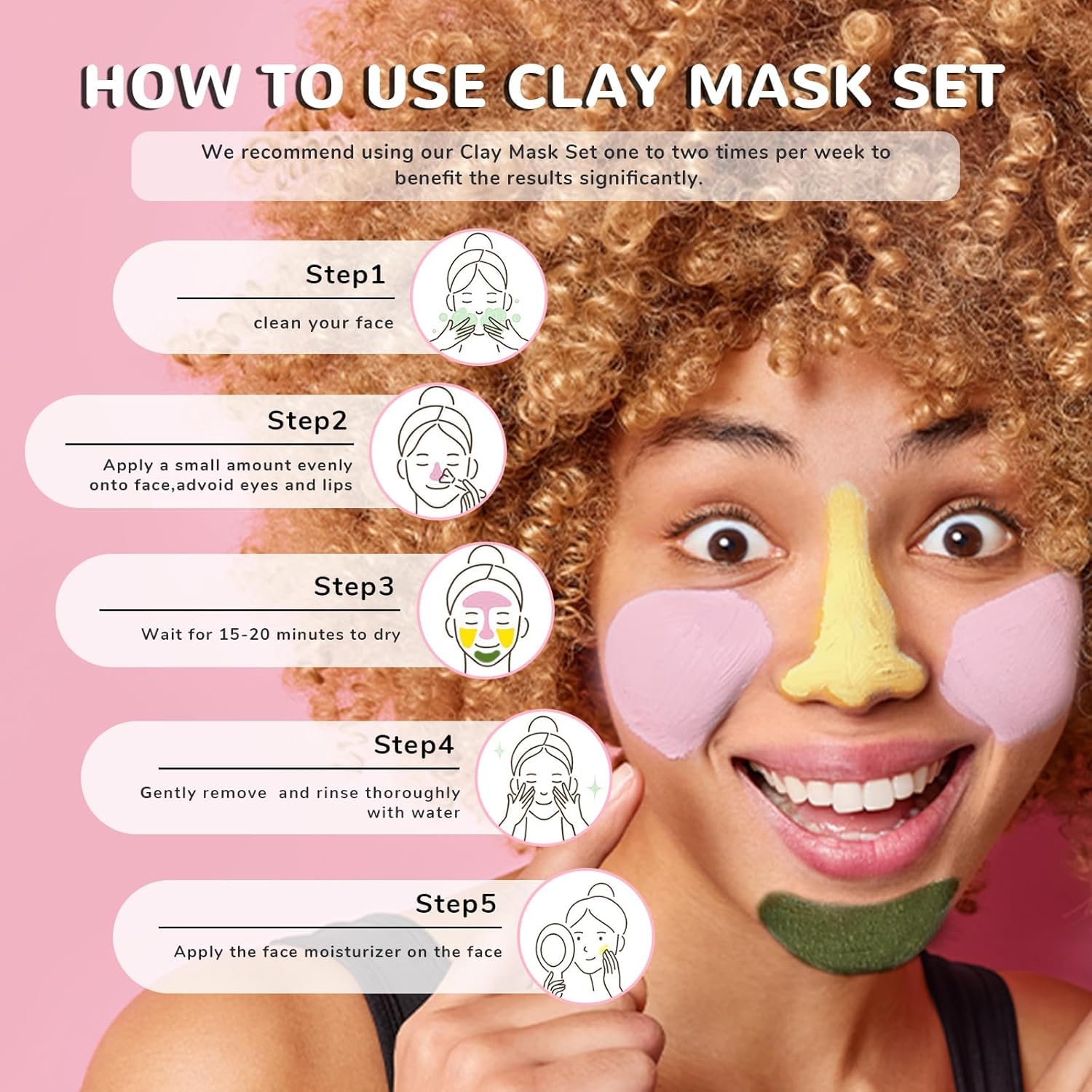 ANAI RUI 3 Pack Clay Mask Set for Smoothing & Glow