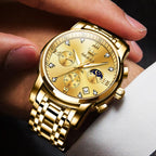 AzureGleam: Elite Men's Diamond Steel Watch