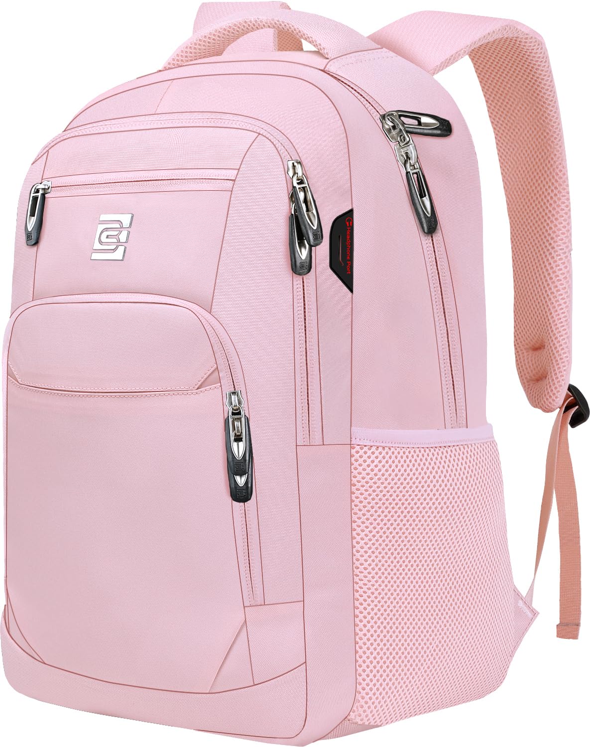 Volher Anti-Theft USB Laptop Backpack - Rose Red