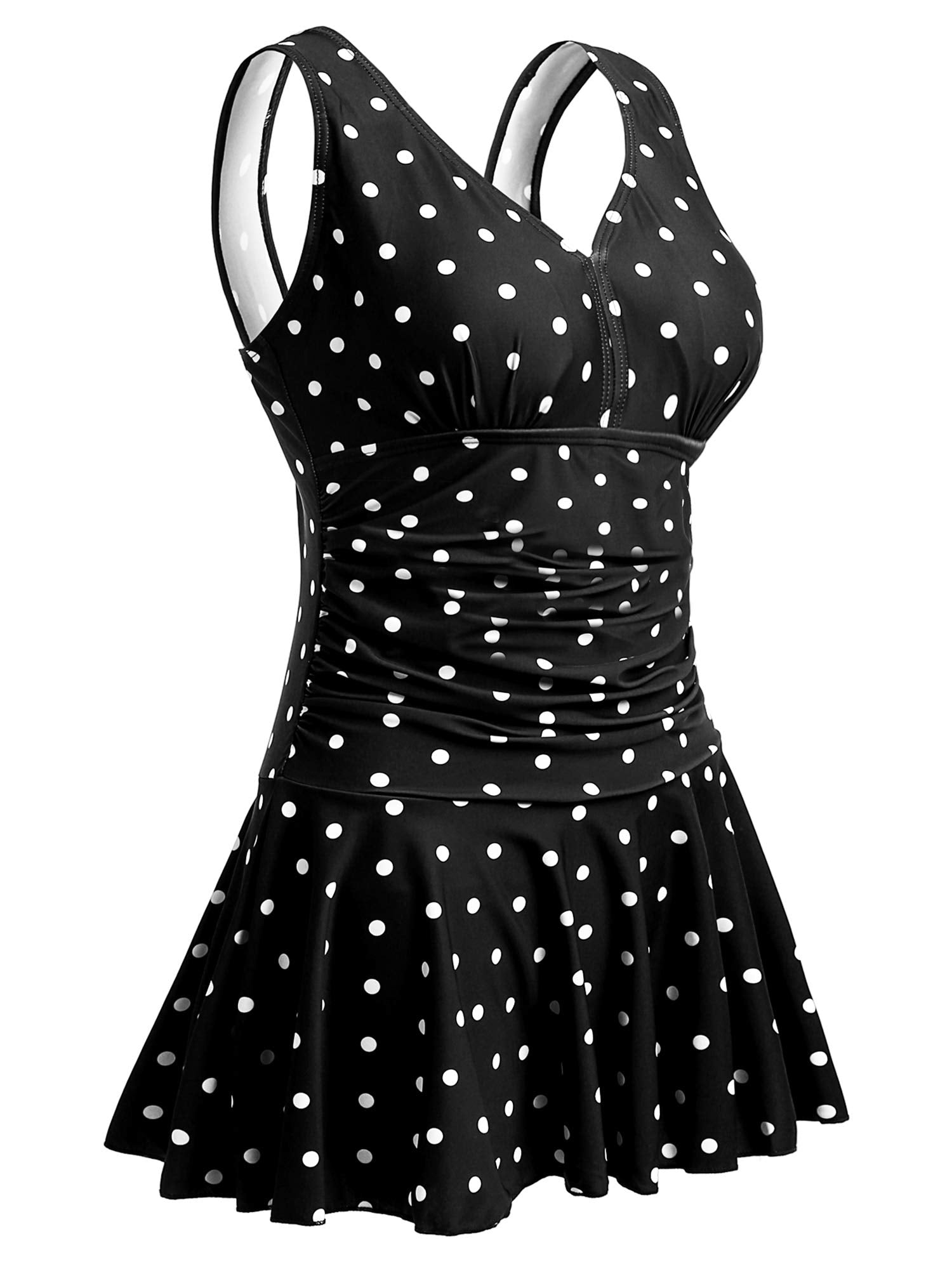 Plus Size Floral Shaping One Piece Swim Dress