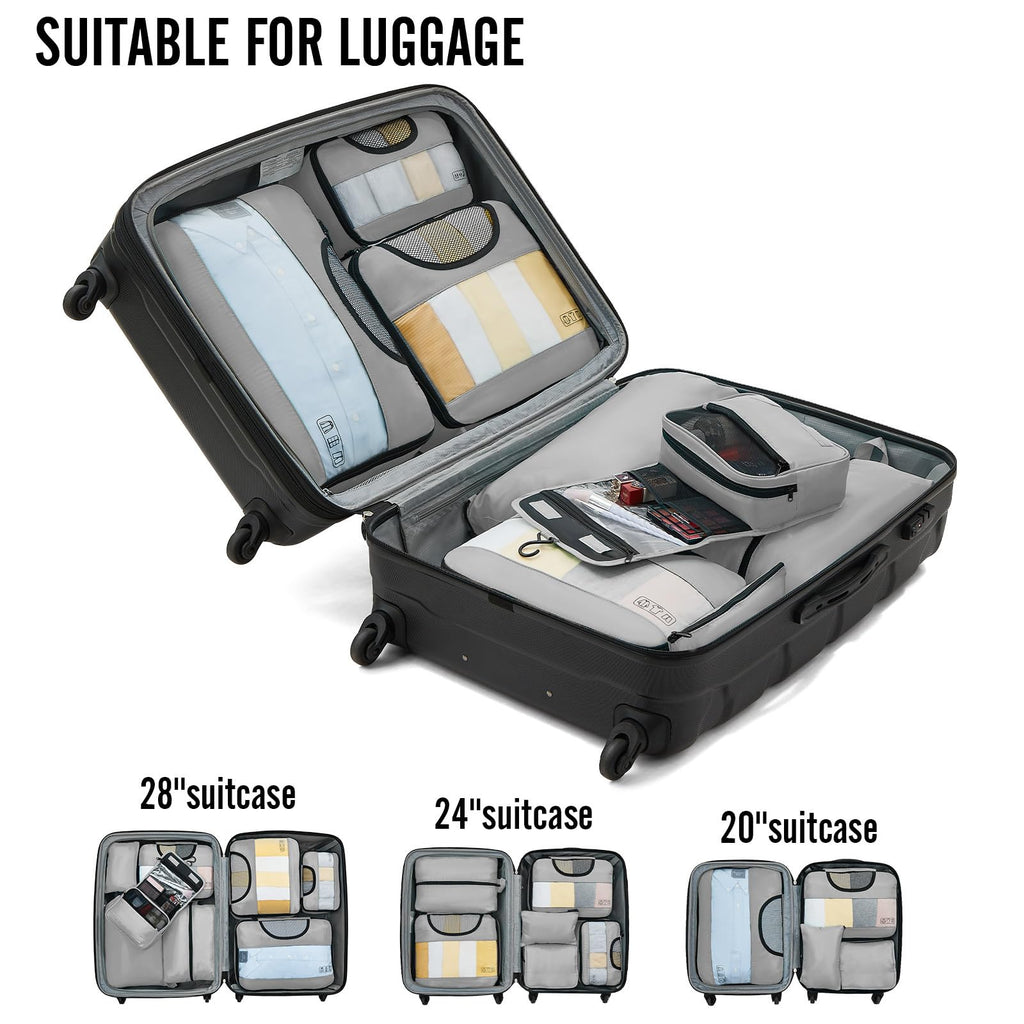 Veken Travel Cubes - 8 Piece Set - Luggage Travel Bags by Handbags Specialist Headquarter | Available at Handbags Specialist Headquarter