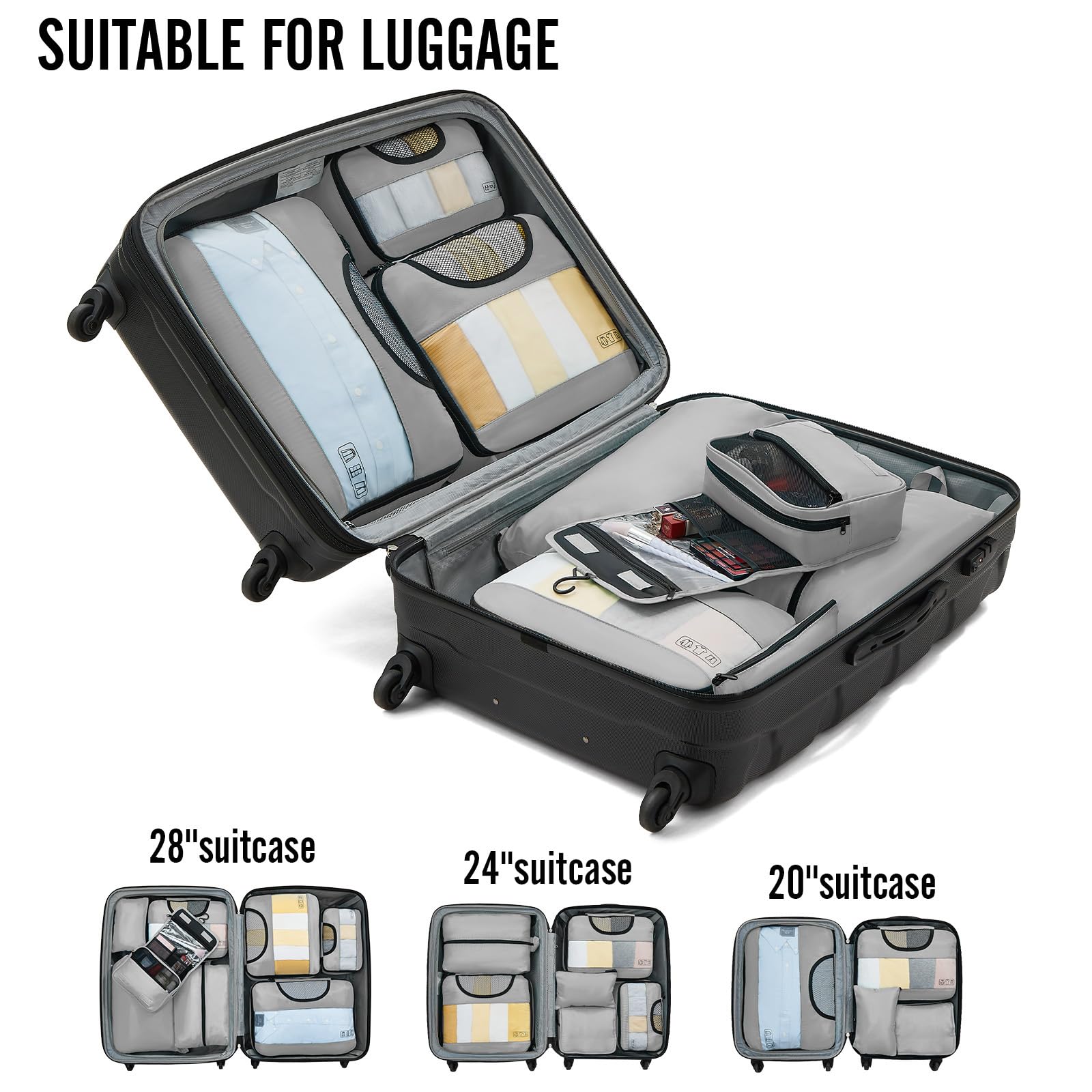Veken Travel Cubes - 8 Piece Set - Luggage Travel Bags by Handbags Specialist Headquarter | Available at Handbags Specialist Headquarter