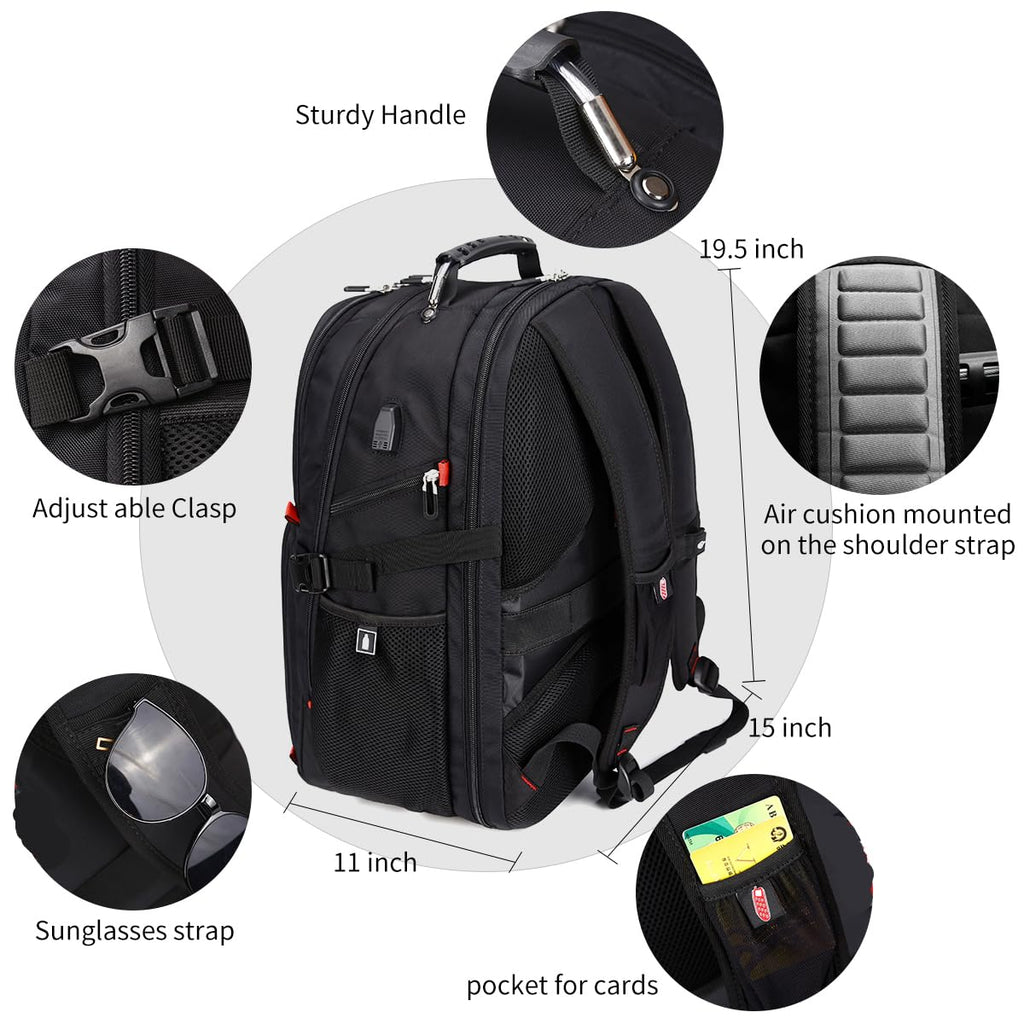 SHRRADOO 50L USB Travel Laptop Backpack - Airline Approved - Backpack Bags by Handbags Specialist Headquarter | Available at Handbags Specialist Headquarter