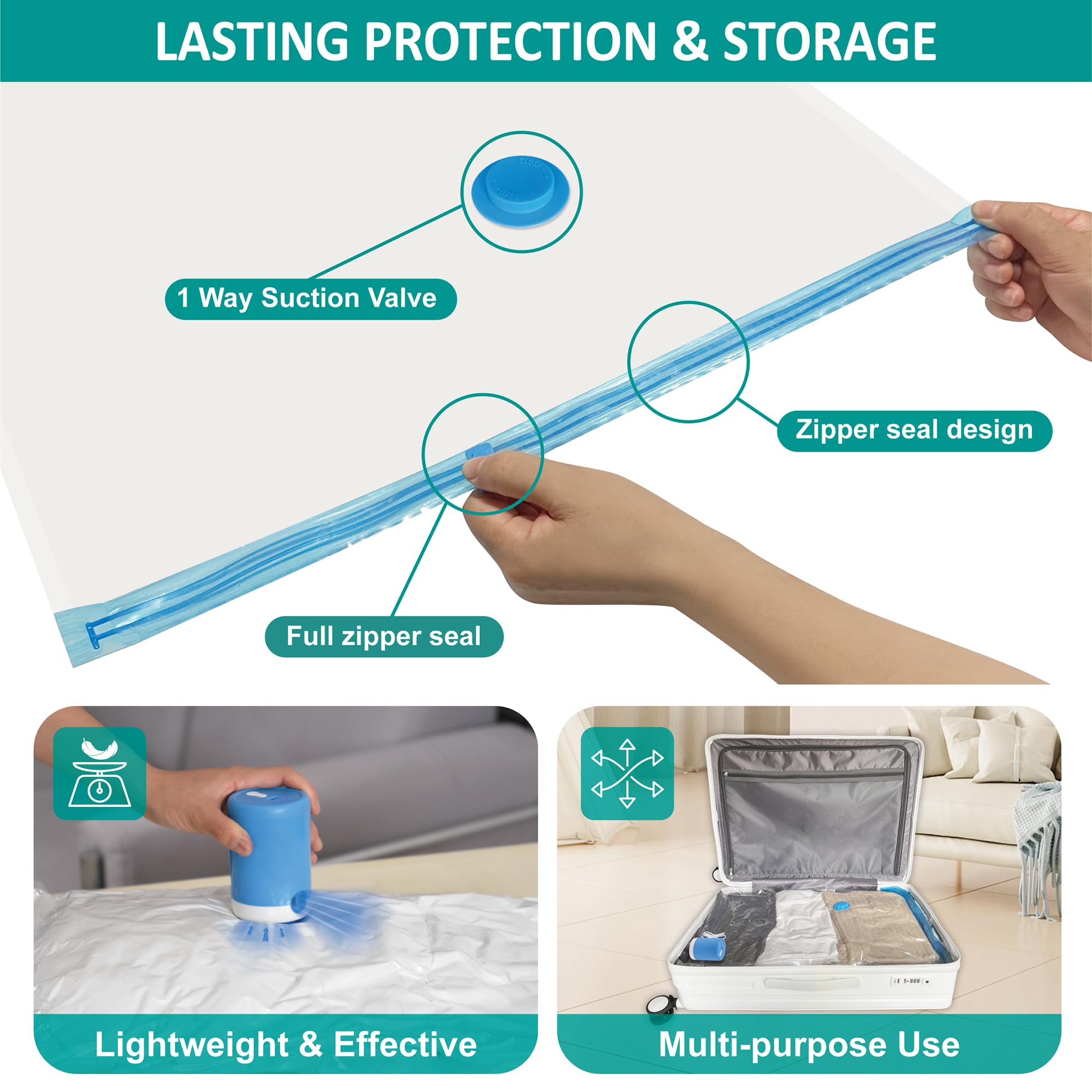 CozyVac Travel Bags with Pump - 6 Pack Space Savers -  by Handbags Specialist Headquarter | Available at Handbags Specialist Headquarter