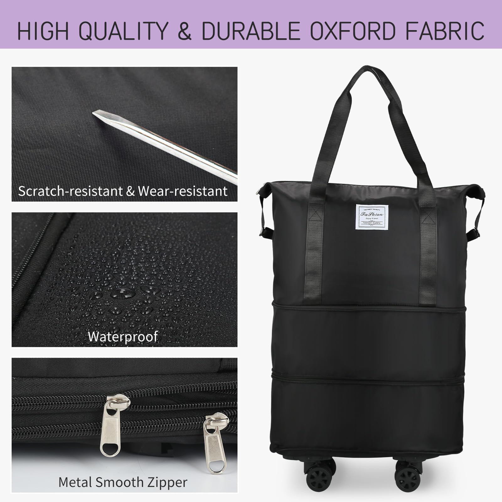 VoyagePro Expandable Wheeled Duffle Bag -  by Handbags Specialist Headquarter | Available at Handbags Specialist Headquarter