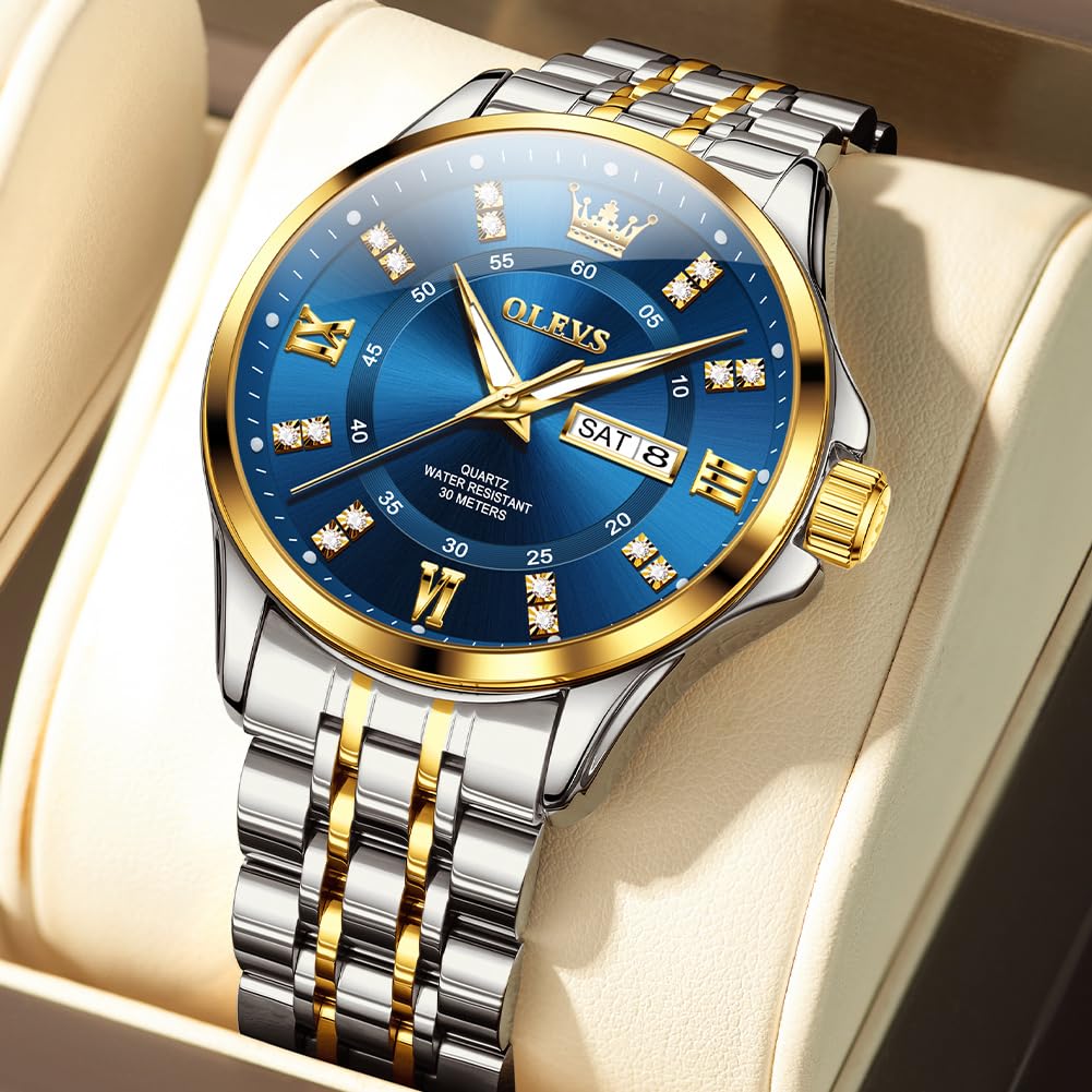 OLEVS Luxe: Men's Golden Dial Quartz Business Watch