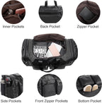 Leather Travel Bag with Shoe Pouch, Brown