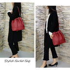 AFKOMST Chic Leather Bucket & Crossbody Bag Set -  by Handbags Specialist Headquarter | Available at Handbags Specialist Headquarter