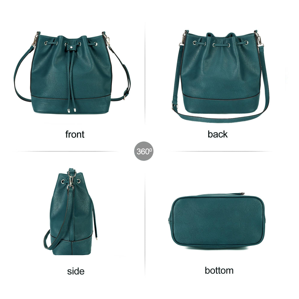 AFKOMST Chic Leather Bucket & Crossbody Bag Set -  by Handbags Specialist Headquarter | Available at Handbags Specialist Headquarter