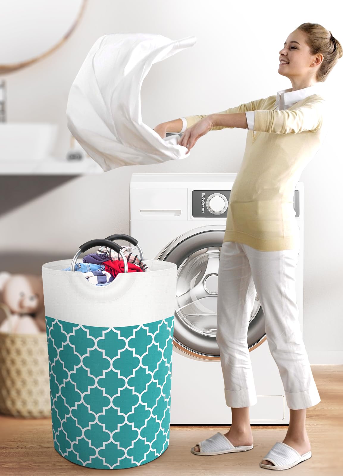 Collapsible Hamper Bag - Grey - Laundry Baskets by Handbags Specialist Headquarter | Available at Handbags Specialist Headquarter