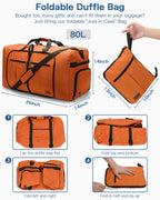 120L Foldable Waterproof Travel Duffel Bag with Shoe Compartment