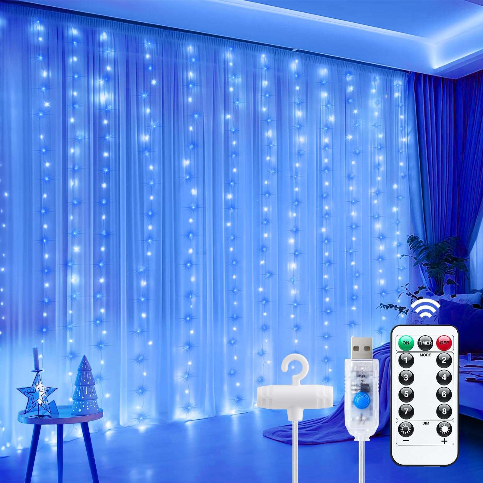 Minetom 300 LED Dimmable Fairy Curtain Lights - Decor by Handbags Specialist Headquarter | Available at Handbags Specialist Headquarter