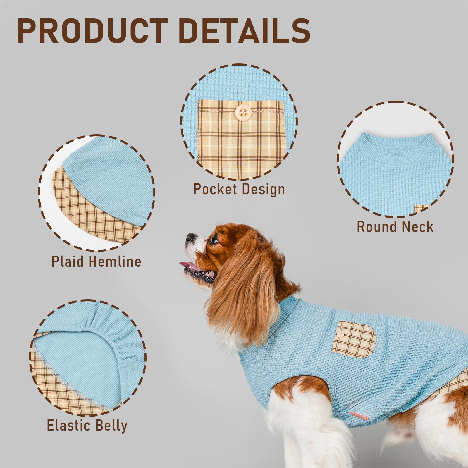 PlaidPup Waffle Vest: Soft, Stretchy, & Cute! - Pet Supplies by Handbags Specialist Headquarter | Available at Handbags Specialist Headquarter