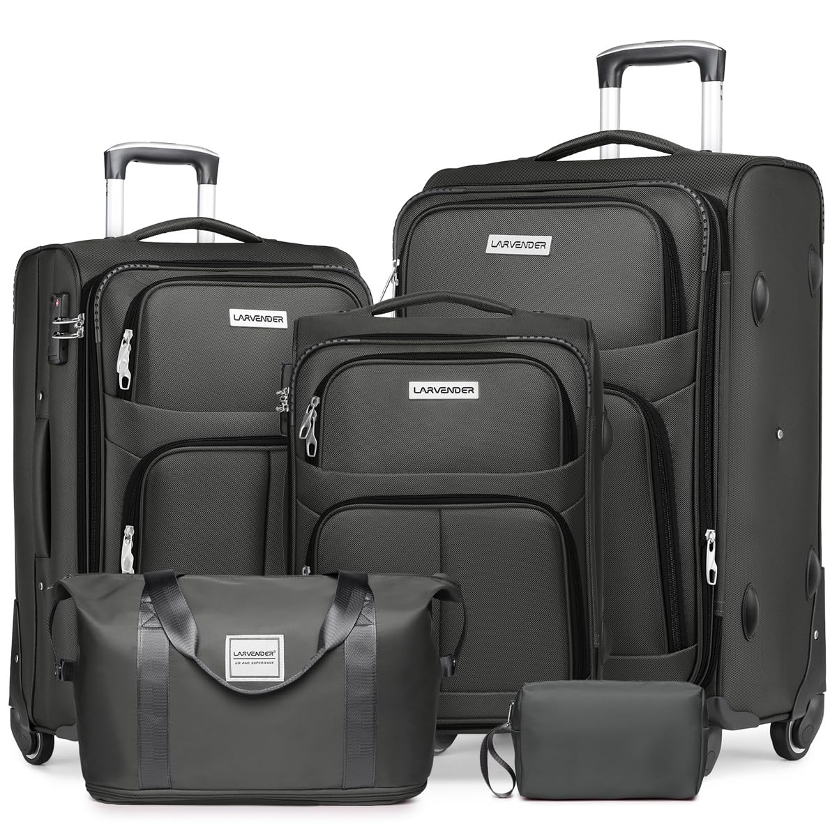 LARVENDER Expandable 5-Piece Spinner Luggage Set -  by Handbags Specialist Headquarter | Available at Handbags Specialist Headquarter