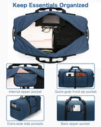 120L Foldable Waterproof Travel Duffel Bag with Shoe Compartment
