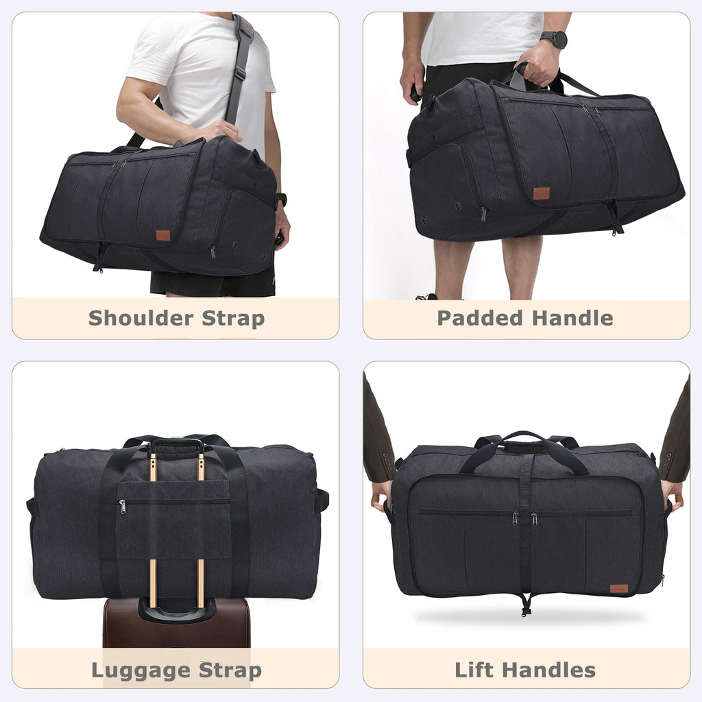 120L Foldable Waterproof Travel Duffel Bag with Shoe Compartment