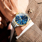 OLEVS Luxe: Men's Golden Dial Quartz Business Watch