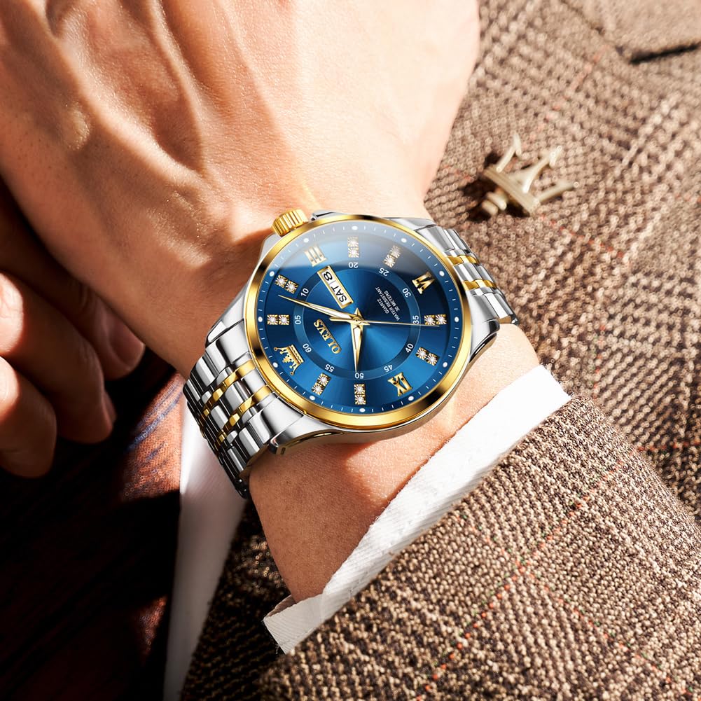 OLEVS Luxe: Men's Golden Dial Quartz Business Watch