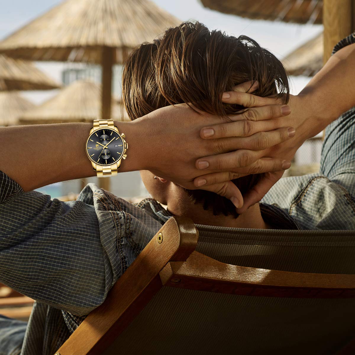 Golden Hour Elite Chrono Steel Men’s Quartz Watch