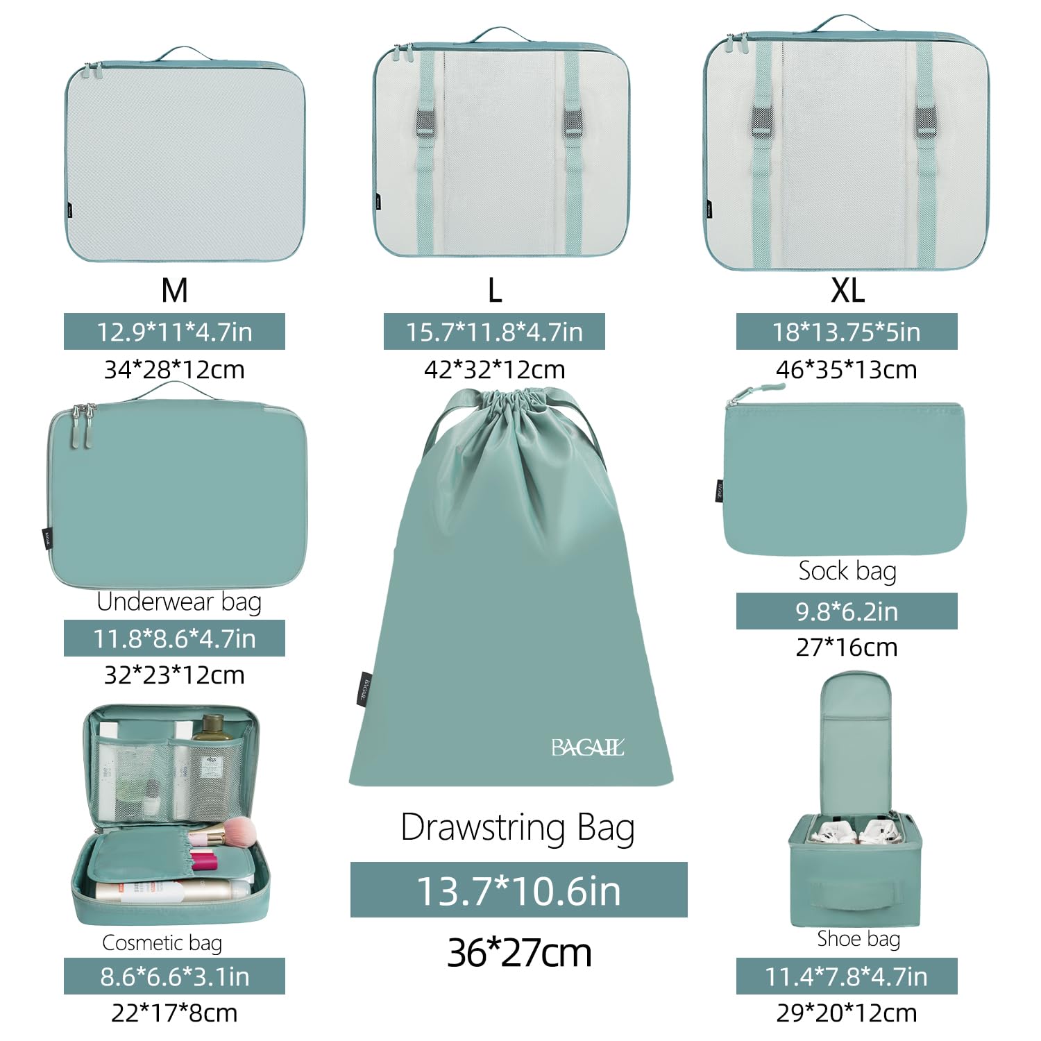 TravelMate 8-Piece Packing Cubes - Luggage Travel Bags by Handbags Specialist Headquarter | Available at Handbags Specialist Headquarter
