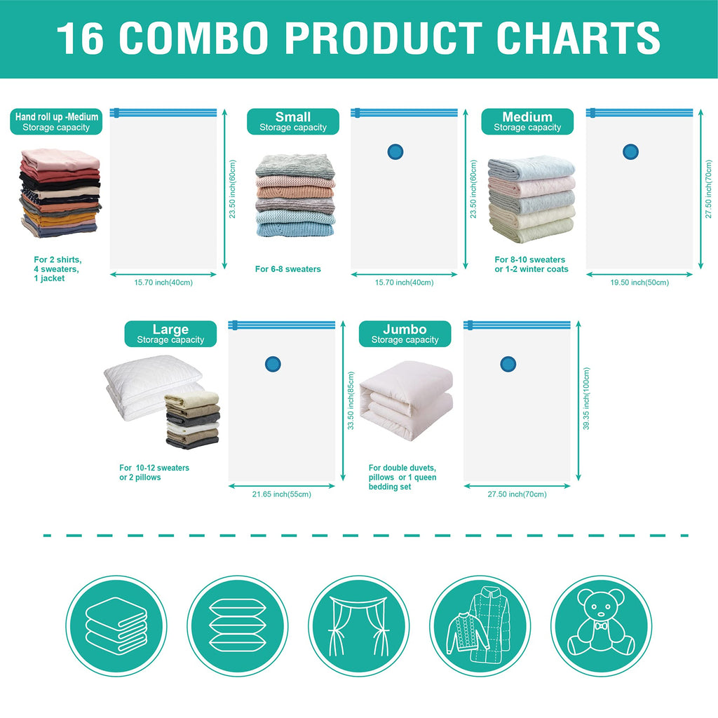 CozyVac Travel Bags with Pump - 6 Pack Space Savers -  by Handbags Specialist Headquarter | Available at Handbags Specialist Headquarter