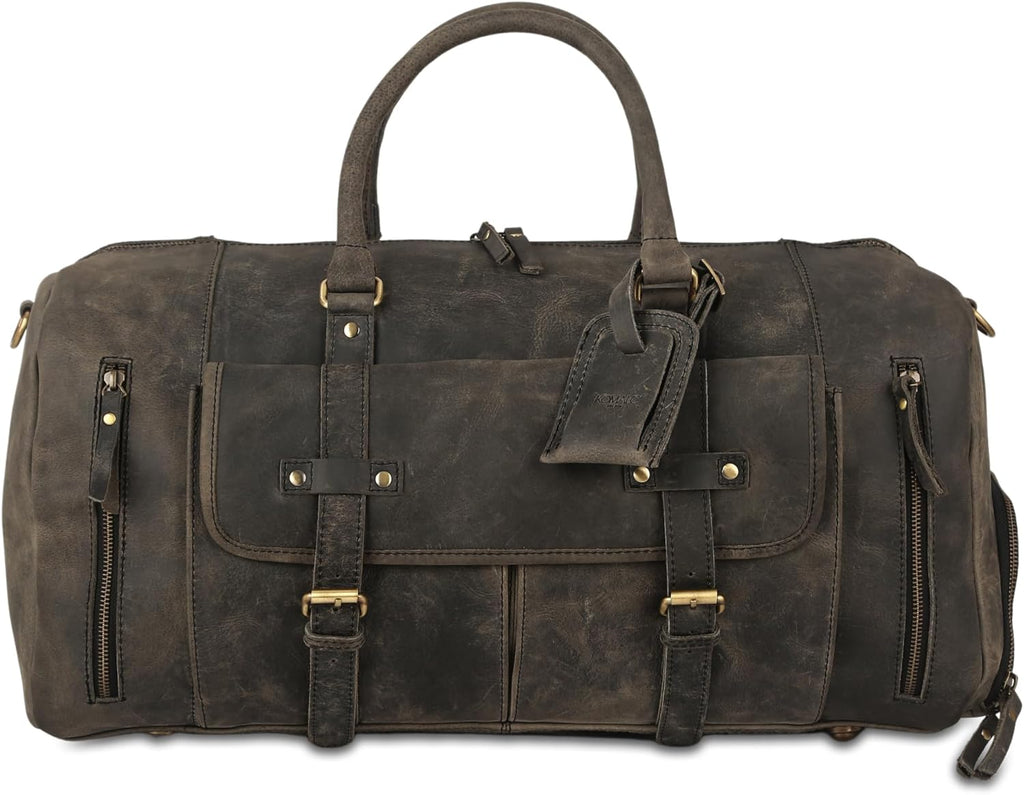 Leather Travel Duffle Bag Cabin Friendly Carry-On